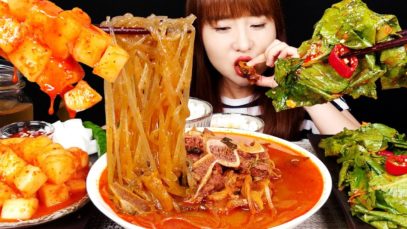 ASMR (COOKING)Sliced  Radish kimchi, Lettuce Fresh Kimchi, Galbi-tang(Beef Short rib soup)깍두기요리,소갈비탕
