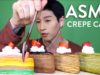 ASMR CREPE CAKE (Rainbow, Choco, Tiramisu, Green Tea) | NO TALKING | Sticky Eating Sounds