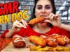 ASMR crunchy corn dog |Eating sounds | اصوات الاكل كورن دوغ