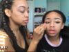 ASMR | Doing My Little Sisters Makeup | I MADE HER FALL ASLEEP !!  ?
