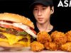 ASMR DOUBLE CHEESEBURGER & CHICKEN WINGS MUKBANG (No Talking) EATING SOUNDS | Zach Choi ASMR
