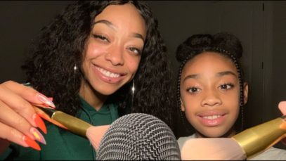 ASMR | Double mic brushing & Mouth sounds ft my sissy ❤️ (DOUBLE TINGLES)