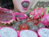 ASMR DRAGON FRUIT AND CHIA SEED JELLY BALL , SQUISHY EATING SOUNDS | LINH-ASMR