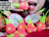 ASMR DRAGON FRUIT AND DRAGON FRUIT SHAPED MUNG BEAN CAKE SOFT CHEWY EATING SOUNDS LINH ASMR