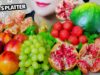 ASMR EATING FRUITS PLATTER (PEACH , WATER MELON , GREEN GRAPES , POMEGRANATES ) | LINH-ASMR