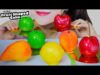 ASMR EATING FRUITS SHAPED CAKE ( MANGO , APPLE, PEACH, LEMON , CHERRY ) EATING SOUND LINH-ASMR