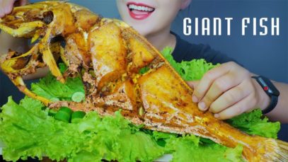 ASMR EATING GRILLED UNICORN FILEFISH EATING SOUND | LINH-ASMR