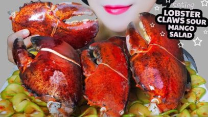 ASMR EATING LOBSTER CLAWS X SOUR MANGO SALAD EATING SOUND | LINH-ASMR