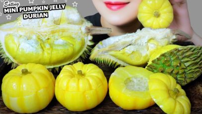 ASMR EATING MINI PUMPKIN JELLY X DURIAN , SOFT EATING SOUND | LINH-ASMR