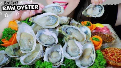 ASMR EATING RAW MILK OYSTERS X WASABI CHILI SAUCE X SWEET SOUR FISH SAUCE ,EATING SOUNDS | LINH-ASMR