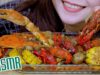 ASMR eating Seafood with Cajun sauce (Snow crab , crawfish) Slurping EATING SOUNDS | LINH-ASMR