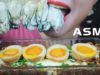 ASMR EATING SPICY CHEESY BLACK BEAN NOODLES WIT SOAKED EGGS IN SOY SAUCE AND OYSTER | LINH-ASMR 먹방
