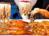 ASMR EATING SQUID STUFFED WITH ENOKI MUSHROOM AND CHEESE RICE CAKE EATING SOUNDS LINH ASMR