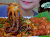 ASMR eating stir-fried Red Rice Noodle with octopus and kimchi , MESSY EATING SOUNDS | LINH-ASMR
