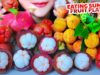 ASMR EATING SUMMER FRUIT PLATTER LYCHEE PLUMS MANGOSTEEN DRAGON FRUIT | LINH ASMR 먹방
