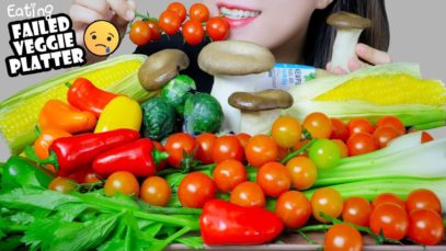 ASMR FAILED VEGGIE PLATTER (TOMATO , BELL PEPPER, CORN ) CRUNCHY EATING SOUNDS | LINH-ASMR