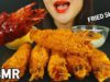 ASMR FRIED SHRIMP MUKBANG+FIRE SAUCE 새우튀김먹방 불닭소스(EATING SOUNDS) REAL SOUNDS