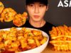 ASMR GARLIC SHRIMP & CAJUN FRIES MUKBANG (No Talking) EATING & COOKING SOUNDS | Zach Choi ASMR