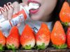 ASMR GIANT KOREAN STRAWBERRIES WITH WHIPPED CREAM EATING SOUNDS | LINH-ASMR #linhasmr