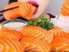 ASMR GIANT SALMON 연어회 먹방, 홀스래디쉬 소스 *HORSERADISH SAUCE* MUKBANG