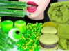 ASMR GREEN FOOD 초록색 디저트 먹방 *먹는 수건, 주사기, 로프젤리 EDIBLE TOWEL CREPE CAKE, SYRINGE, ROPE JELLY MUKBANG