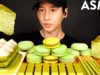 ASMR GREEN TEA ICE CREAM MOCHI, MACARON, CREPE CAKE, TRES LECHES, POCKY MUKBANG (EATING SOUNDS)