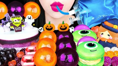 ASMR HALLOWEEN DESSERTS *BLUE BLOOD, DRACULA TEETH, KYOHO JELLY, JEWEL CANDY, TIK TOK EATING SOUNDS