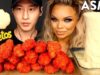 ASMR HOT CHEETOS CHICKEN WINGS & STRETCHY CHEESE with TRISHA PAYTAS (No Talking) MUKBANG | Zach Choi