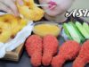 ASMR HOT CHEETOS DEEP FRIED CHICKEN AND CHEESY ONION RINGS . CRUNCHY EATING SOUNDS | LINH-ASMR