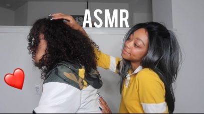 ASMR | how I style my boyfriends curly hair! ( into a bun ) ??‍♂️? | Relaxing voiceover