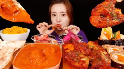 ASMR  INDIAN FOOD(Tandoori Chicken, Makhani Curry, Naan), SPICY FIRE GIMBAP. MUKBANG