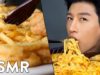 *ASMR* KIMCHI BACON PASTA + GARLIC BREAD BIG BITES (No Talking) Tingly Slurping Eating Sounds