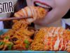 ASMR KIMCHI WRAPPED CURRY FIRE NOODLES&+SPICY STIR-FRIED OCTOPUS ,CRUNCHY EATING SOUND | LINH-ASMR