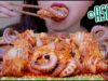 ASMR KIMCHI WRAPPED SPICY OCTOPUS , EXTREME CHEWY CRUNCHY EATING SOUNDS | LINH-ASMR