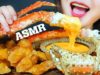 ASMR KING CRAB AND PUMPKIN DUMPLING WITH CHEESY SAUCE , RAW SEAWEED EATING SOUNDS | LINH-ASMR 먹방
