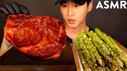 ASMR KOBE WAGYU & GARLIC ASPARAGUS MUKBANG (No Talking) COOKING & EATING SOUNDS | Zach Choi ASMR