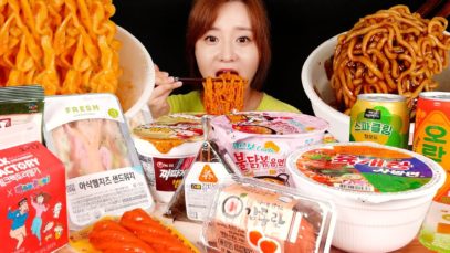 ASMR 편의점먹방 KOREAN CONVENIENCE STORE FOOD. (FIRE NOODLES, BLACK BEAN NOODLES) MUKBANG