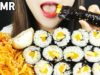 ASMR Korean Food Little Gimbap + Spicy Cold Chewy Noodles(jjolmyeon)꼬마김밥과 쫄면 먹방 MUKBANG