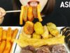 ASMR Korean Snack Bar 신전떡볶이 +모듬튀김 +순대 +김밥 (EATING SOUNDS)MUKBANG 激辛トッポッキ