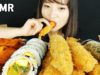 ASMR KOREAN STREET FOOD (Fried shrimp, squid, rice cake, kimbap, fish cake) MUKBANG
