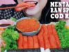 ASMR MENTAIKO (RAW SPICY COD ROE) AND RAW SALMON EGGS HAND SUSHI ROLL EATING SOUNDS | LINH-ASMR
