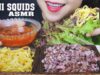 ASMR MINI SQUIDS AND EGG NOODLES WARP WITH SALAD EATING SOUNDS LINH-ASMR 먹방 mukbang