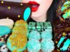 ASMR MINT CHOCOLATE 민트초코 먹방 FROZEN JELLY, GOLD POP CHOCOLATE, MACARONS, CAKE  DESSERT EATING MUKBANG