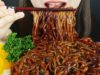 ASMR Mix Black bean noodles and Enoki mushroom (EATING SOUNDS) MUKBANG