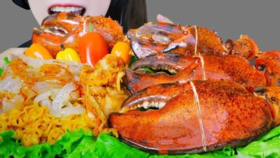 ASMR MIXED JELLYFISH X  SAMYANG FIRE NOODLES WITH LOBSTER CLAWS EATING SOUNDS | LINH-ASMR