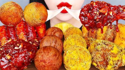 ASMR MOZZARELLA CHEESE BALLS, SPICY CHICKEN, SAUSAGE TTEOK, PINEAPPLE COOKING&EATING SOUNDS MUKBANG