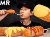 ASMR MOZZARELLA & CHEESY RICE CAKE CORN DOGS MUKBANG (No Talking) EATING SOUNDS | Zach Choi ASMR