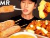 ASMR MOZZARELLA CORN DOGS & CHEESY FRIED CHICKEN MUKBANG (No Talking) EATING SOUNDS | Zach Choi ASMR