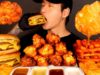 ASMR MUBANG TRIPLE CHEESEBURGERS & CHICKEN WINGS & CHICKEN NUGGETS (No Talking) EATING SOUNDS