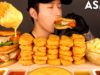 ASMR MUKBANG CHEESY CHICKEN NUGGETS & SPICY CHICKEN SANDWICH & MAC N CHEESE (No Talking)